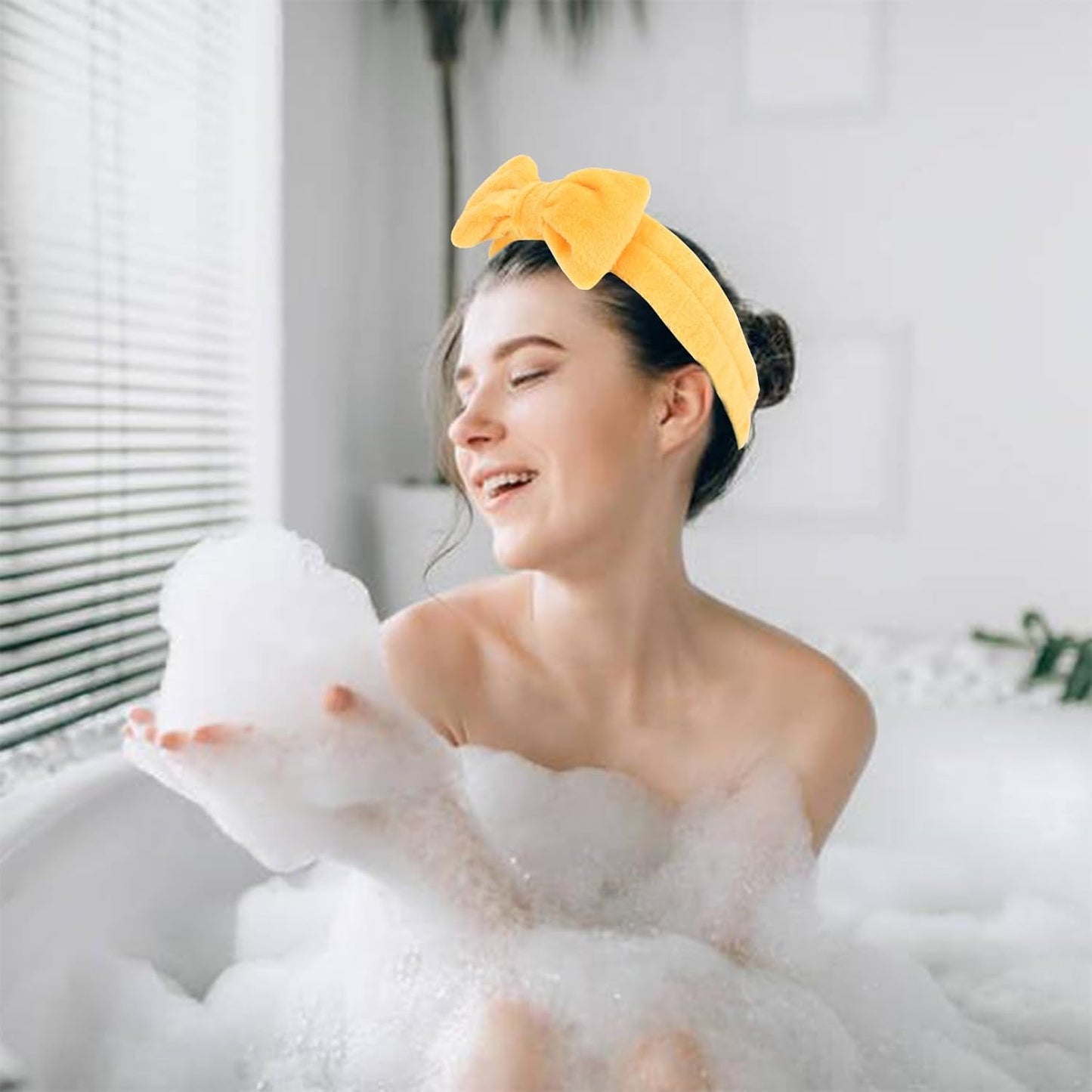 10 Pack Cute Yellow Soft Spa Headbands Bulk for Women Girls | Skincare Headband for Washing Face, Make up, Skincare, Yoga and Shower, Pajama Party Favor & Gift Set
