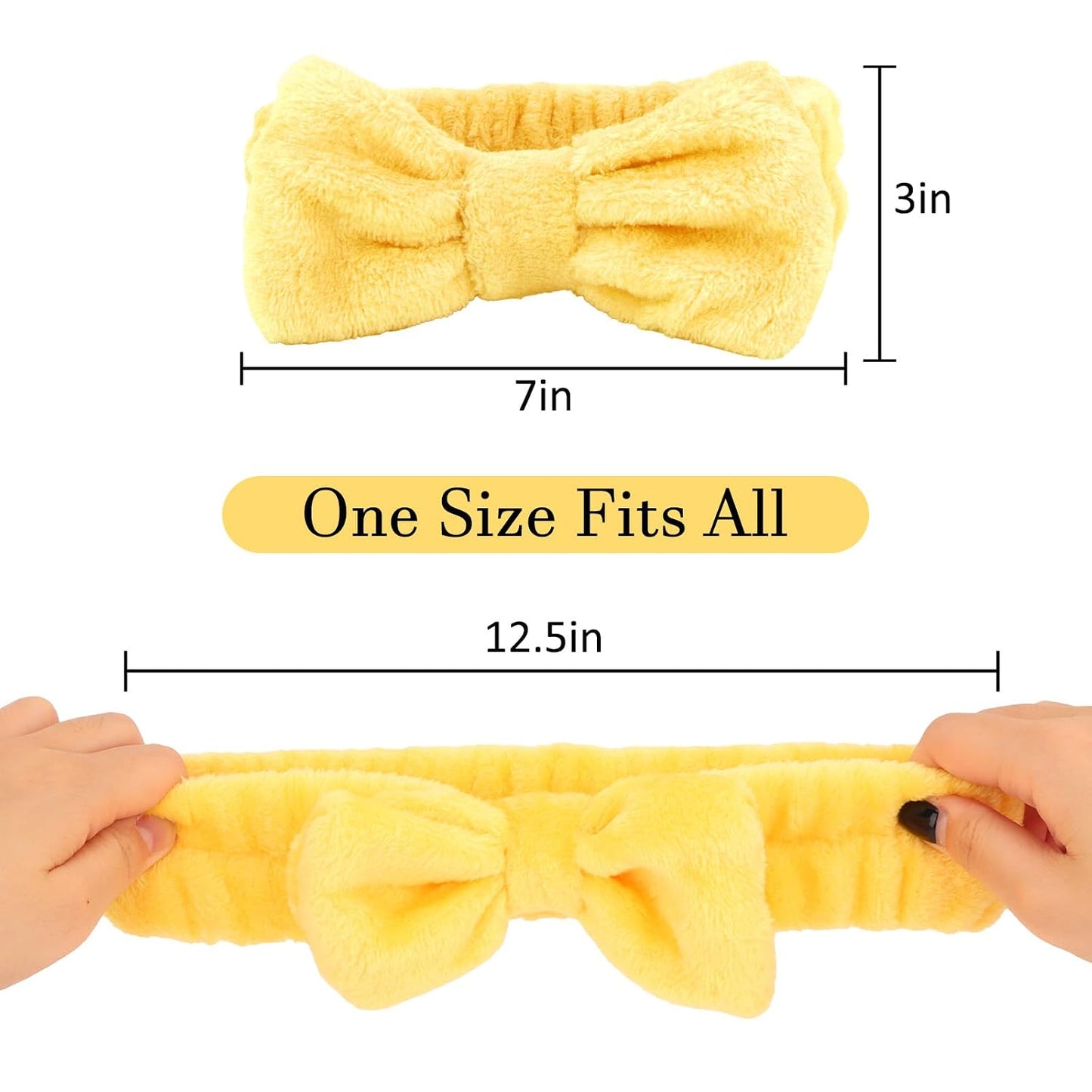 10 Pack Cute Yellow Soft Spa Headbands Bulk for Women Girls | Skincare Headband for Washing Face, Make up, Skincare, Yoga and Shower, Pajama Party Favor & Gift Set