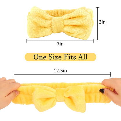 10 Pack Cute Yellow Soft Spa Headbands Bulk for Women Girls | Skincare Headband for Washing Face, Make up, Skincare, Yoga and Shower, Pajama Party Favor & Gift Set