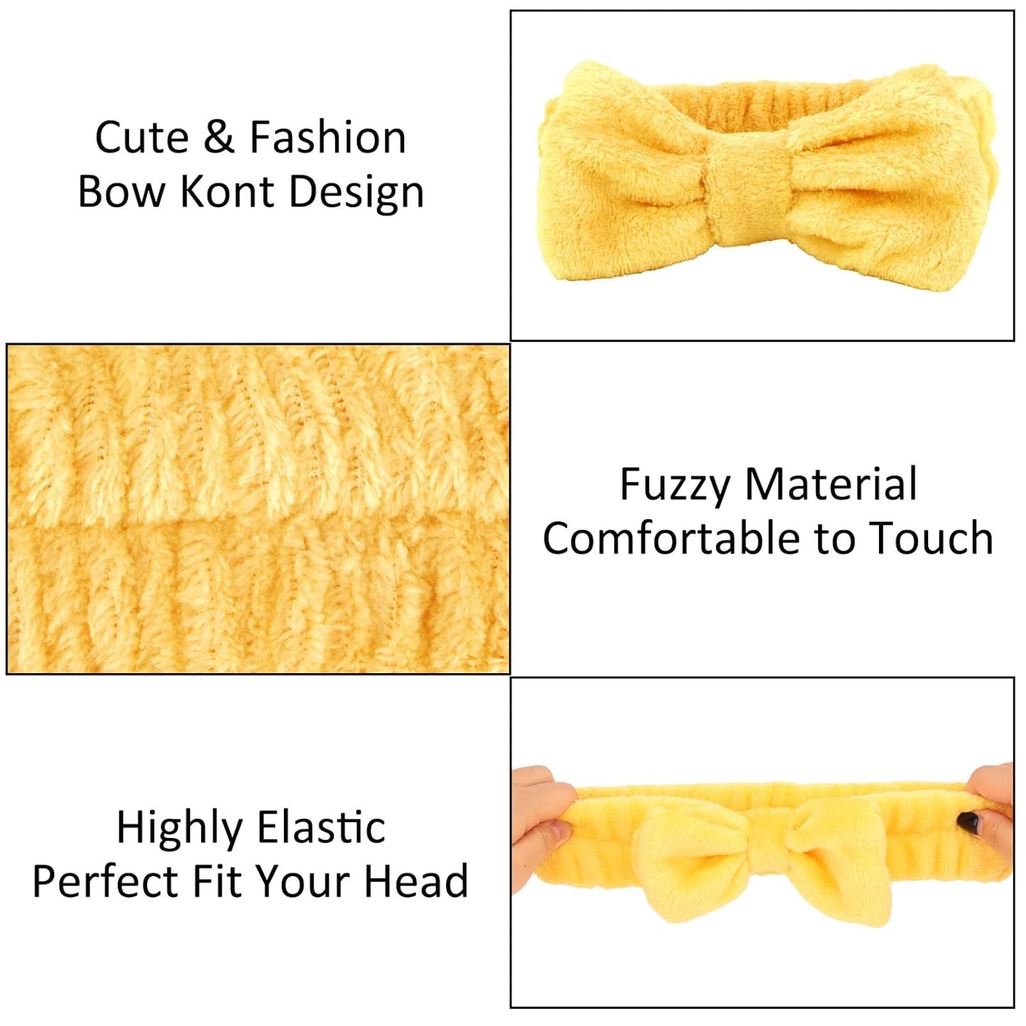 10 Pack Cute Yellow Soft Spa Headbands Bulk for Women Girls | Skincare Headband for Washing Face, Make up, Skincare, Yoga and Shower, Pajama Party Favor & Gift Set