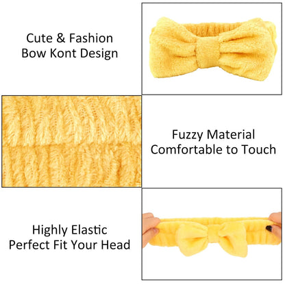 10 Pack Cute Yellow Soft Spa Headbands Bulk for Women Girls | Skincare Headband for Washing Face, Make up, Skincare, Yoga and Shower, Pajama Party Favor & Gift Set