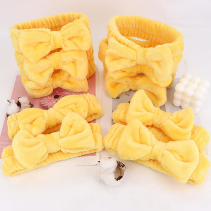 10 Pack Cute Yellow Soft Spa Headbands Bulk for Women Girls | Skincare Headband for Washing Face, Make up, Skincare, Yoga and Shower, Pajama Party Favor & Gift Set