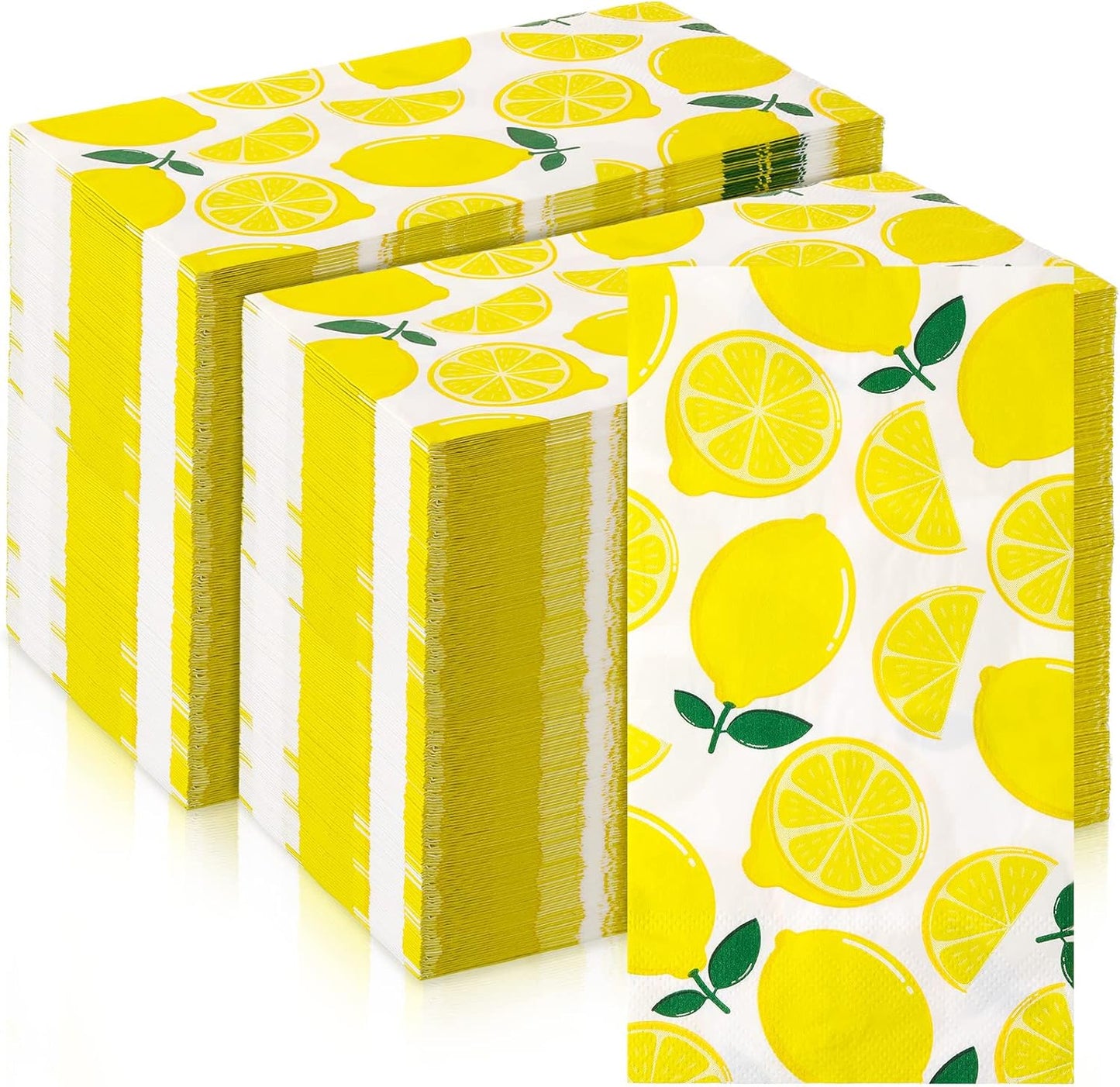 200 Pcs Lemon Guest Napkins 3 Ply Disposable Paper Yellow Citrus Fruit Lemons Decorative Napkins for Bathroom Powder Room Lime Floral Tropical Summer Spring Party Bridal Baby Shower Decorative Towels