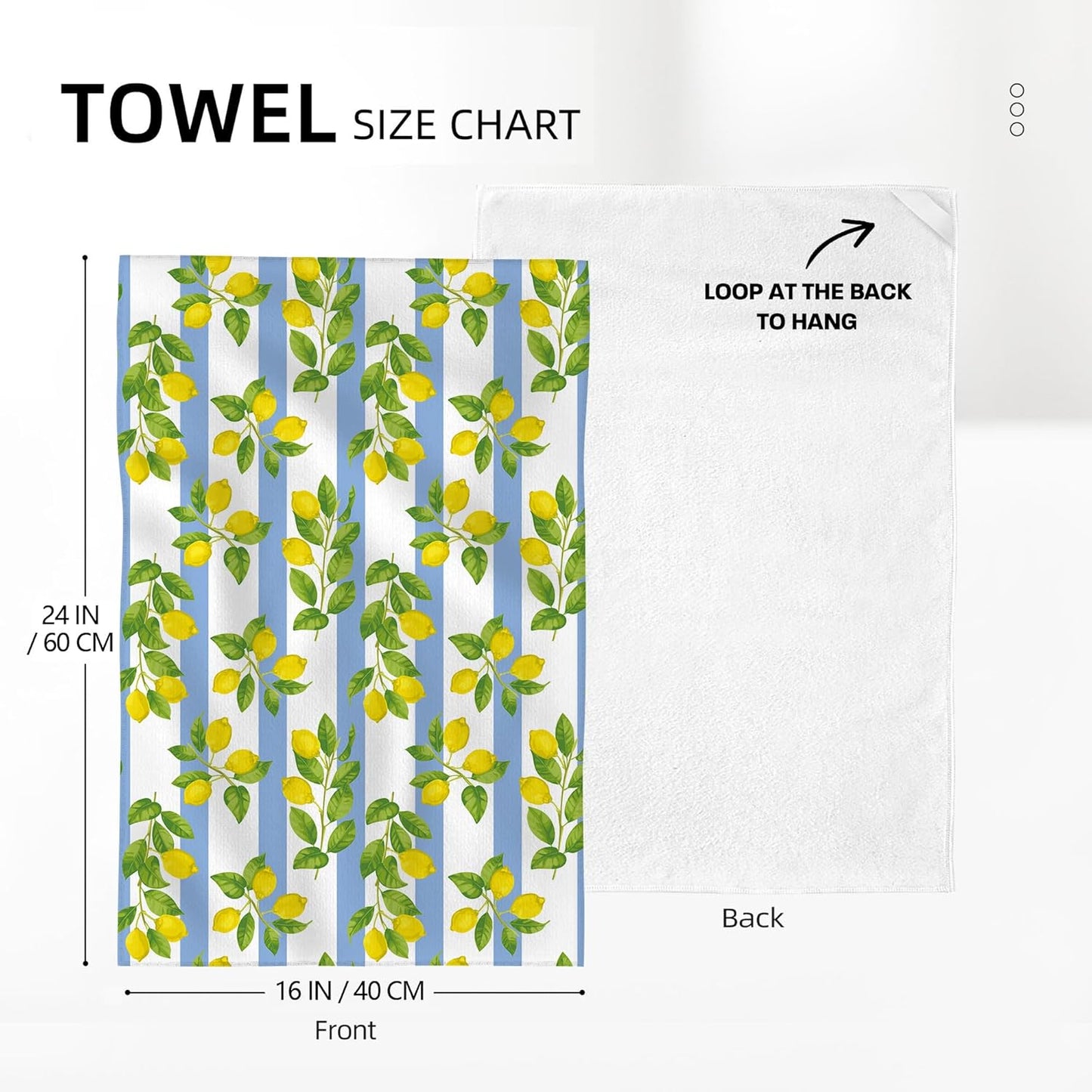 Lemon Kitchen Towels for Summer Kitchen Decor, Decorative Dish Towels Set of 2, Soft Absorbent Yellow Bathroom Hand Towels Tea Towels for Kitchen Drying Farmhourse Decoration