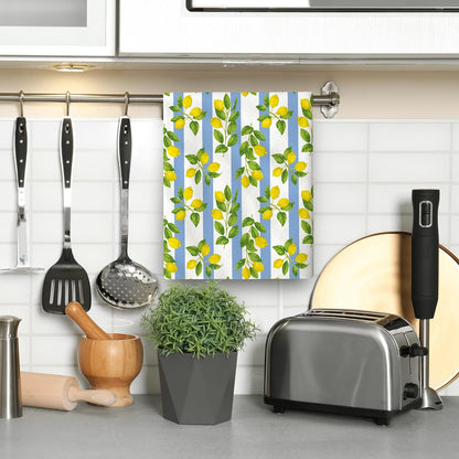 Lemon Kitchen Towels for Summer Kitchen Decor, Decorative Dish Towels Set of 2, Soft Absorbent Yellow Bathroom Hand Towels Tea Towels for Kitchen Drying Farmhourse Decoration