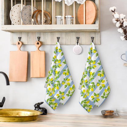 Lemon Kitchen Towels for Summer Kitchen Decor, Decorative Dish Towels Set of 2, Soft Absorbent Yellow Bathroom Hand Towels Tea Towels for Kitchen Drying Farmhourse Decoration