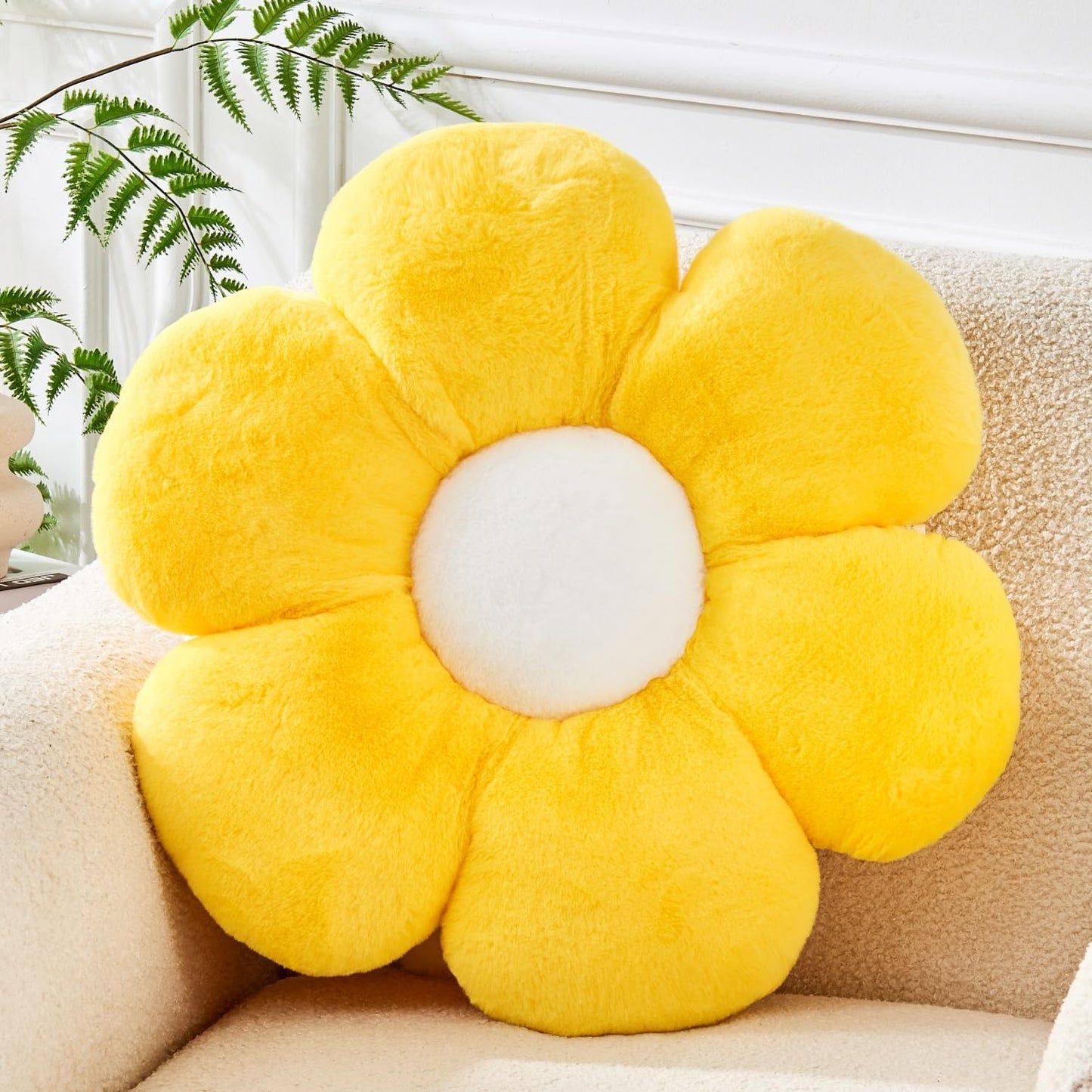 Flower Pillow,15.7In Daisy Pillow Yellow Throw Pillows | Decorative Pillows,Plush,PP Cotton Filling,Flower Shaped,Seating Cushion,for Sofa Couch Bed,Spring Cute Home Decor
