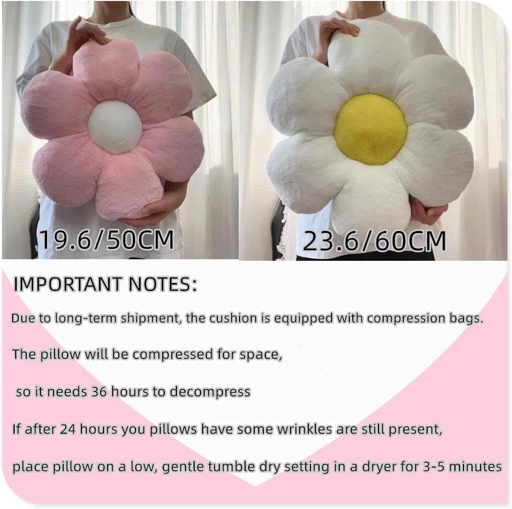 Flower Pillow,15.7In Daisy Pillow Yellow Throw Pillows | Decorative Pillows,Plush,PP Cotton Filling,Flower Shaped,Seating Cushion,for Sofa Couch Bed,Spring Cute Home Decor