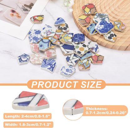 Irregular Ceramic Mosaic Tiles, 500g/1.1lb Broken Porcelain Mosaic Tiles Bulk Irregular Glazed for DIY Art Craft Making Home Decor, Red/Yellow/Blue