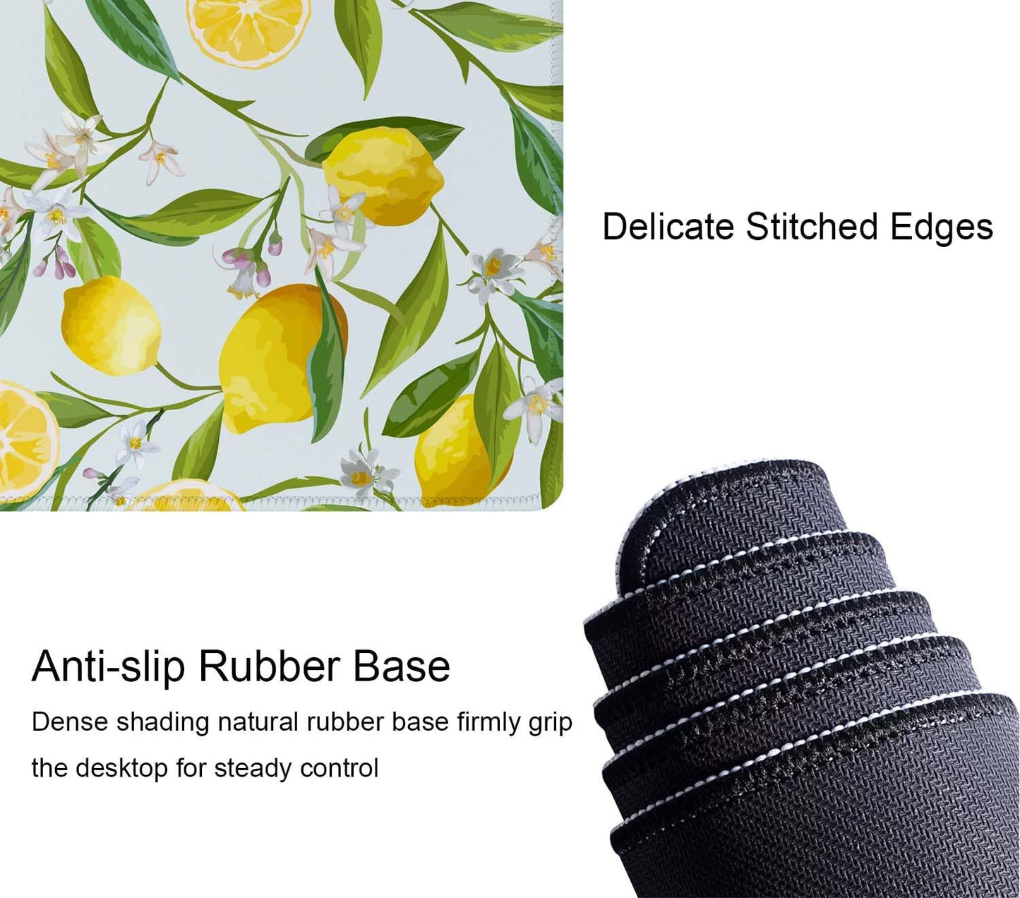 Lemon Gaming Mouse Pad, Extended Large Mouse Mat Desk Pad, Big Computer Keyboard Desk Pad, Stitched Edges Mousepad, 3mm Thick Long Non-Slip Rubber Base Mice Pad, 31.5 X 11.8 Inch