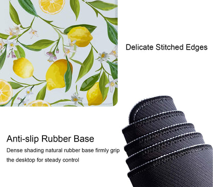 Lemon Gaming Mouse Pad, Extended Large Mouse Mat Desk Pad, Big Computer Keyboard Desk Pad, Stitched Edges Mousepad, 3mm Thick Long Non-Slip Rubber Base Mice Pad, 31.5 X 11.8 Inch