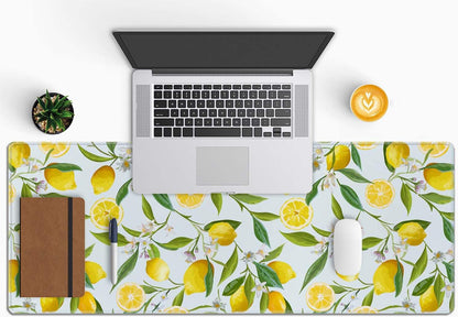 Lemon Gaming Mouse Pad, Extended Large Mouse Mat Desk Pad, Big Computer Keyboard Desk Pad, Stitched Edges Mousepad, 3mm Thick Long Non-Slip Rubber Base Mice Pad, 31.5 X 11.8 Inch