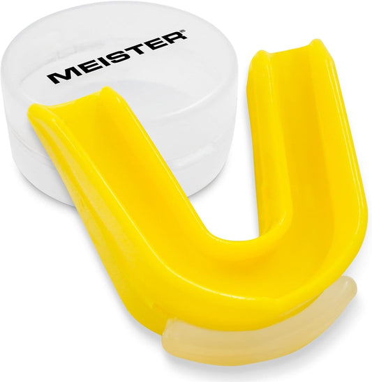 Moldable Double Mouth Guard w/Case - Yellow | Custom-fit design, upper and lower teeth protection for MMA, boxing and contact sports