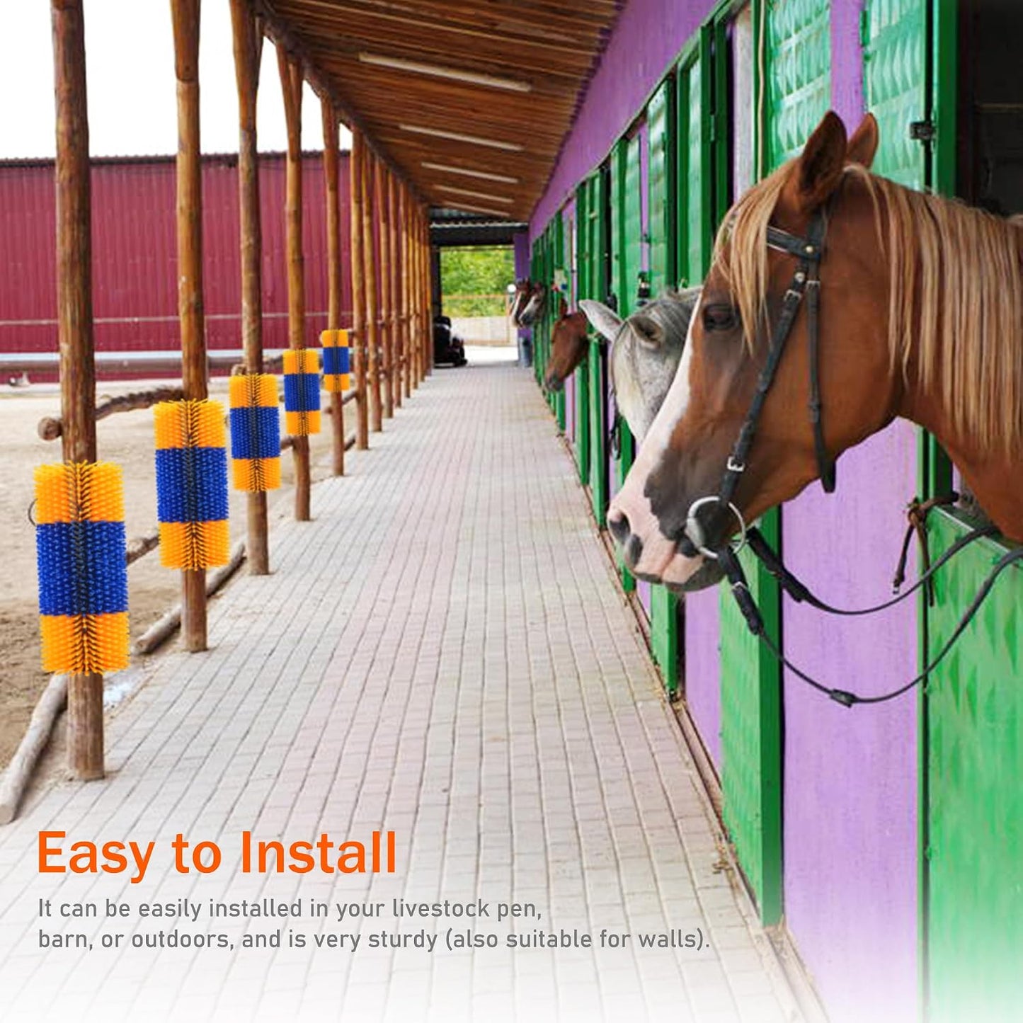 2PCS Livestock Scratch Brushes, Horse Scratcher Massage Brush Kit, Yellow