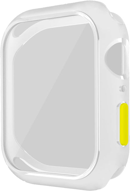 Case Compatible with Apple Watch 7/8/9 45MM with Tempered Glass Screen Protector, Full Coverage Bumper Cover for iWatch Smartwatch Accessories Frosted + Yellow