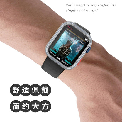 Case Compatible with Apple Watch 7/8/9 45MM with Tempered Glass Screen Protector, Full Coverage Bumper Cover for iWatch Smartwatch Accessories Frosted + Yellow