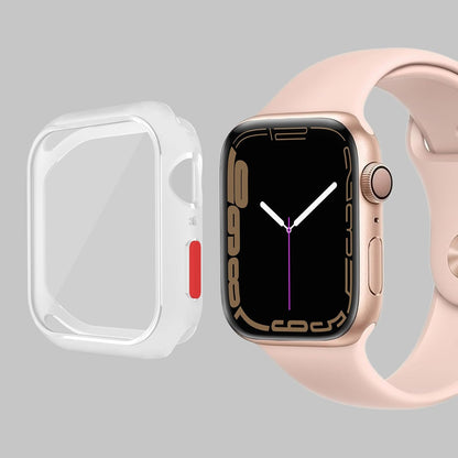 Case Compatible with Apple Watch 7/8/9 45MM with Tempered Glass Screen Protector, Full Coverage Bumper Cover for iWatch Smartwatch Accessories Frosted + Yellow