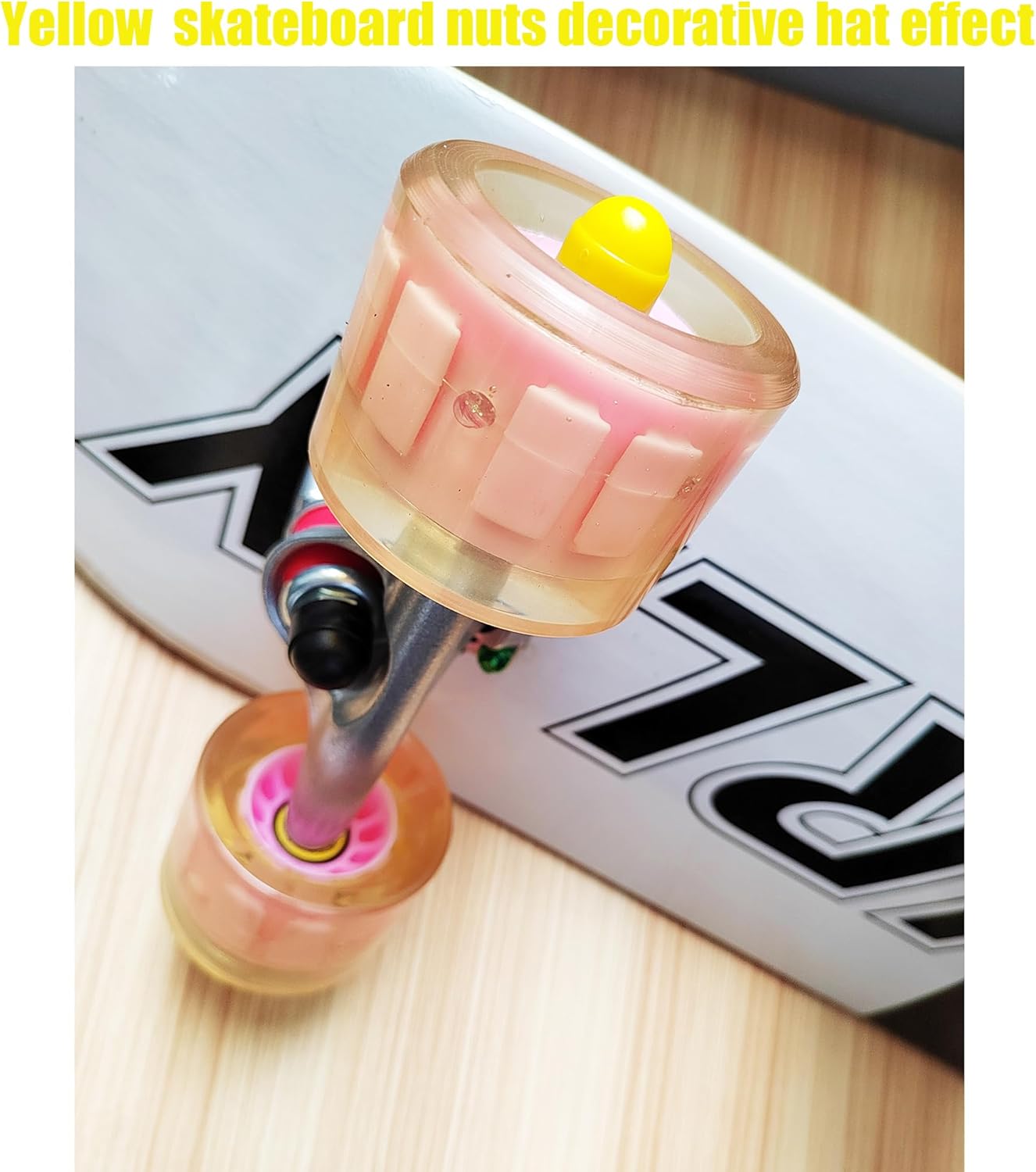8 Pcs 5/16 Skateboard Truck Nuts Trim Cover Skateboard Nuts Protection Cap Prevent Screws from Rusting and 4 Protective Sleeves 3/8 Center Column Nuts