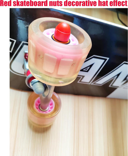 8 Pcs 5/16 Skateboard Truck Nuts Trim Cover Skateboard Nuts Protection Cap Prevent Screws from Rusting and 4 Protective Sleeves 3/8 Center Column Nuts