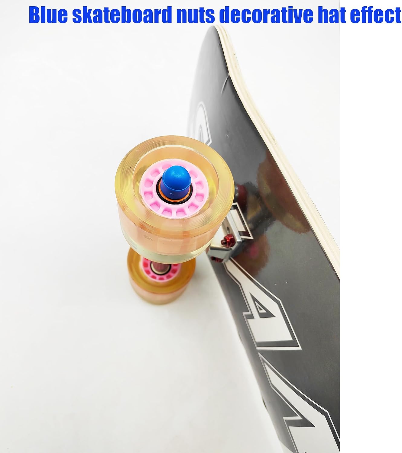 8 Pcs 5/16 Skateboard Truck Nuts Trim Cover Skateboard Nuts Protection Cap Prevent Screws from Rusting and 4 Protective Sleeves 3/8 Center Column Nuts