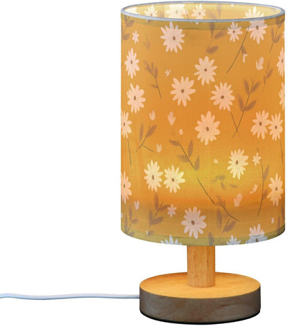 Bedside Table Lamp White Daisy Flower Bright Yellow (1) Kids Nightstand Lamp Night Light Fabric Shade for Bedroom Living Room Home