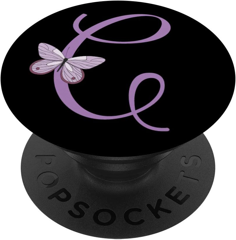 Black Lavender Purple Butterfly Purple Monogram Letter C PopSockets PopGrip: Swappable Grip for Phones & Tablets