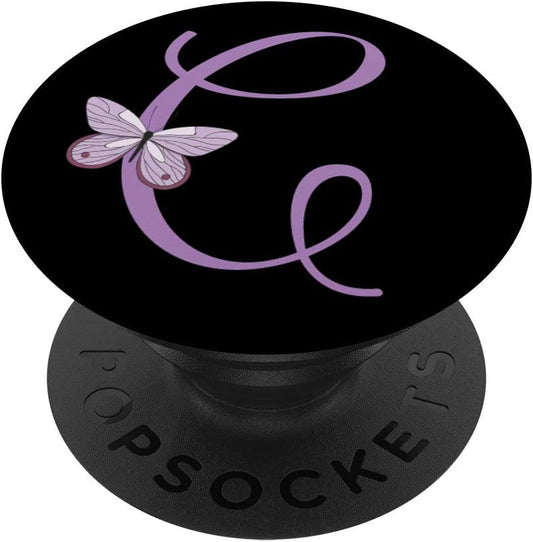 Black Lavender Purple Butterfly Purple Monogram Letter C PopSockets PopGrip: Swappable Grip for Phones & Tablets