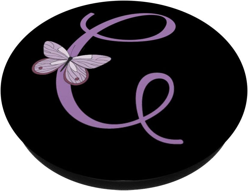 Black Lavender Purple Butterfly Purple Monogram Letter C PopSockets PopGrip: Swappable Grip for Phones & Tablets
