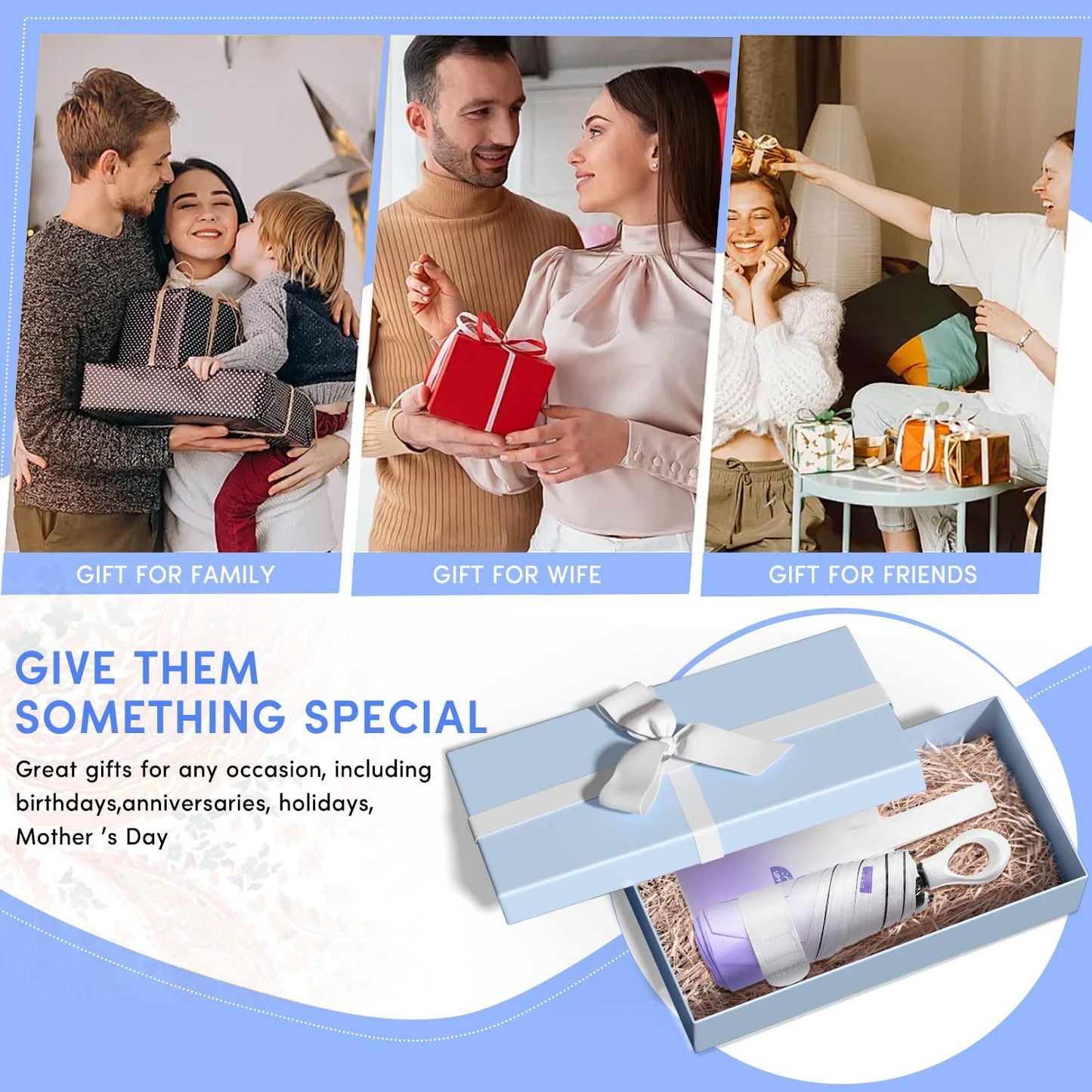 Mini Travel Umbrella Small Umbrella for Travel UV Parasol Compact Foldable | UPF 50+ UV protection, foldable size, lightweight carry for purse/backpack/walking/ car,Ideal Gift