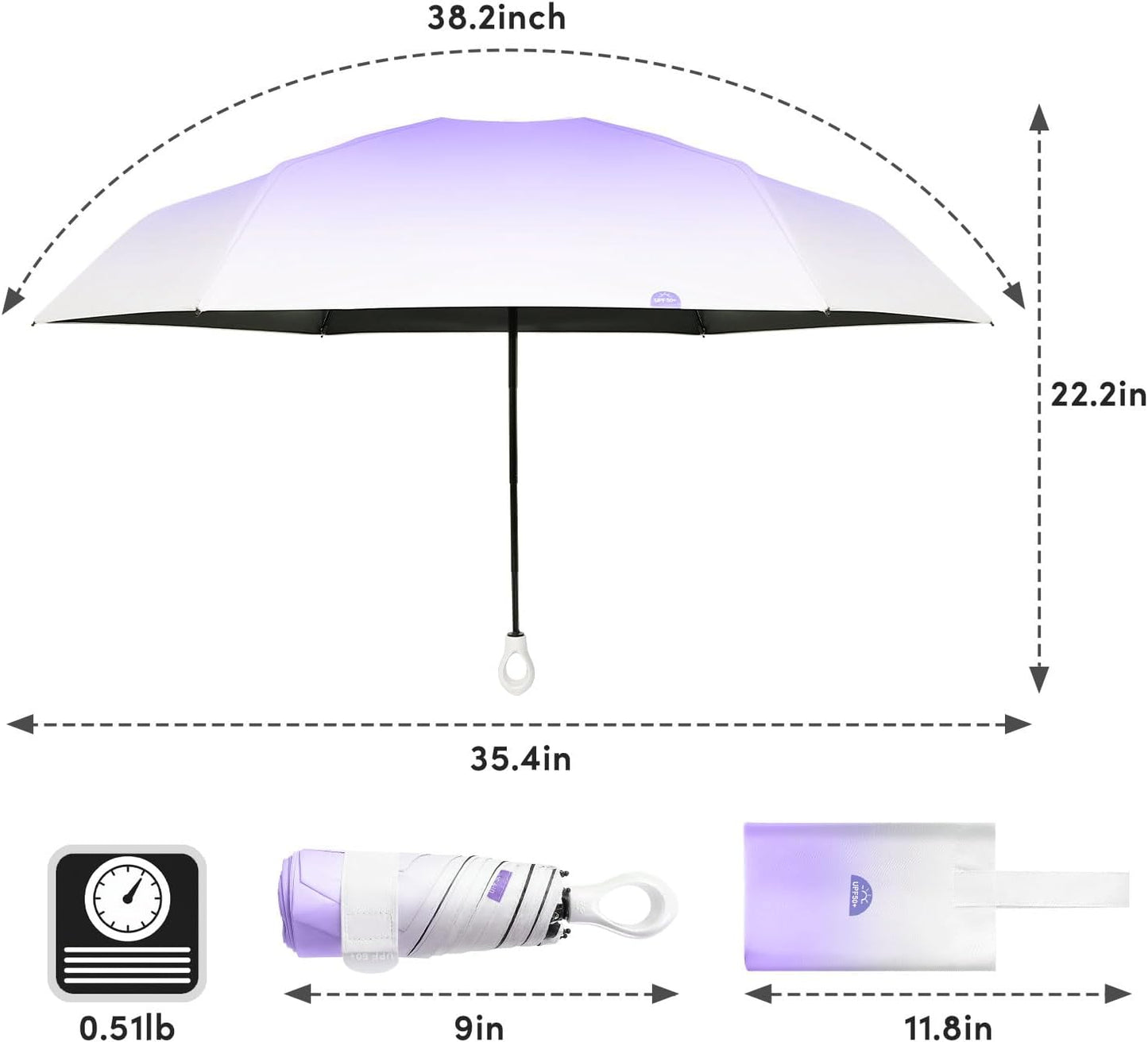 Mini Travel Umbrella Small Umbrella for Travel UV Parasol Compact Foldable | UPF 50+ UV protection, foldable size, lightweight carry for purse/backpack/walking/ car,Ideal Gift