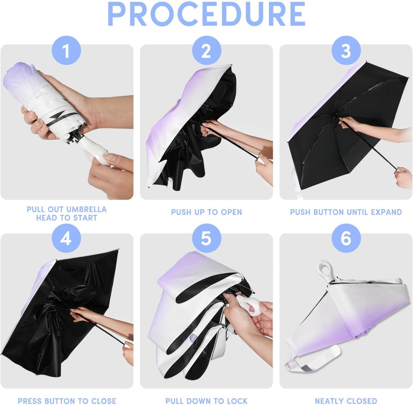 Mini Travel Umbrella Small Umbrella for Travel UV Parasol Compact Foldable | UPF 50+ UV protection, foldable size, lightweight carry for purse/backpack/walking/ car,Ideal Gift