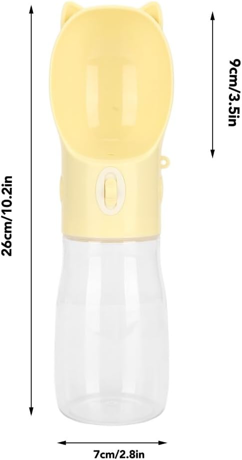 Dog Water Bottle, 380ml Leakproof Portable Pet Drinking Bottle with Lanyard(Yellow)