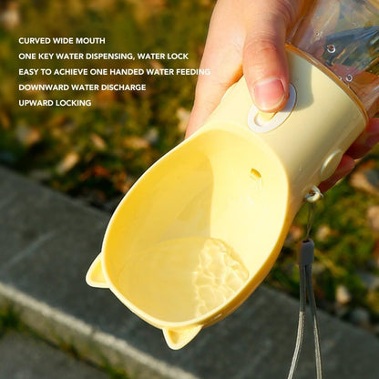Dog Water Bottle, 380ml Leakproof Portable Pet Drinking Bottle with Lanyard(Yellow)