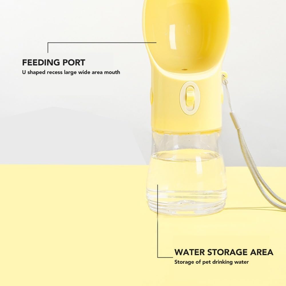 Dog Water Bottle, 380ml Leakproof Portable Pet Drinking Bottle with Lanyard(Yellow)