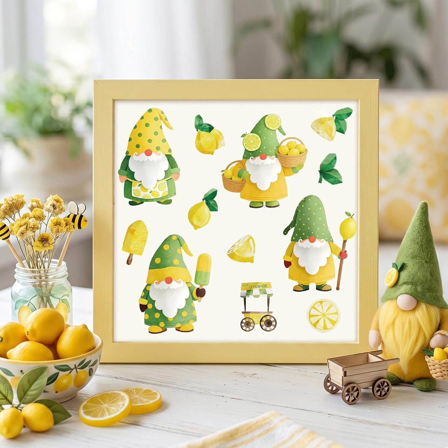 Lemon Gnome Wrapping Paper Roll, Fresh Citrus Fruit Gift Wrap | 17 in x 16.4 ft, birthdays, baby showers, summer parties, seasonal celebrations, DIY paper crafts, gift baskets
