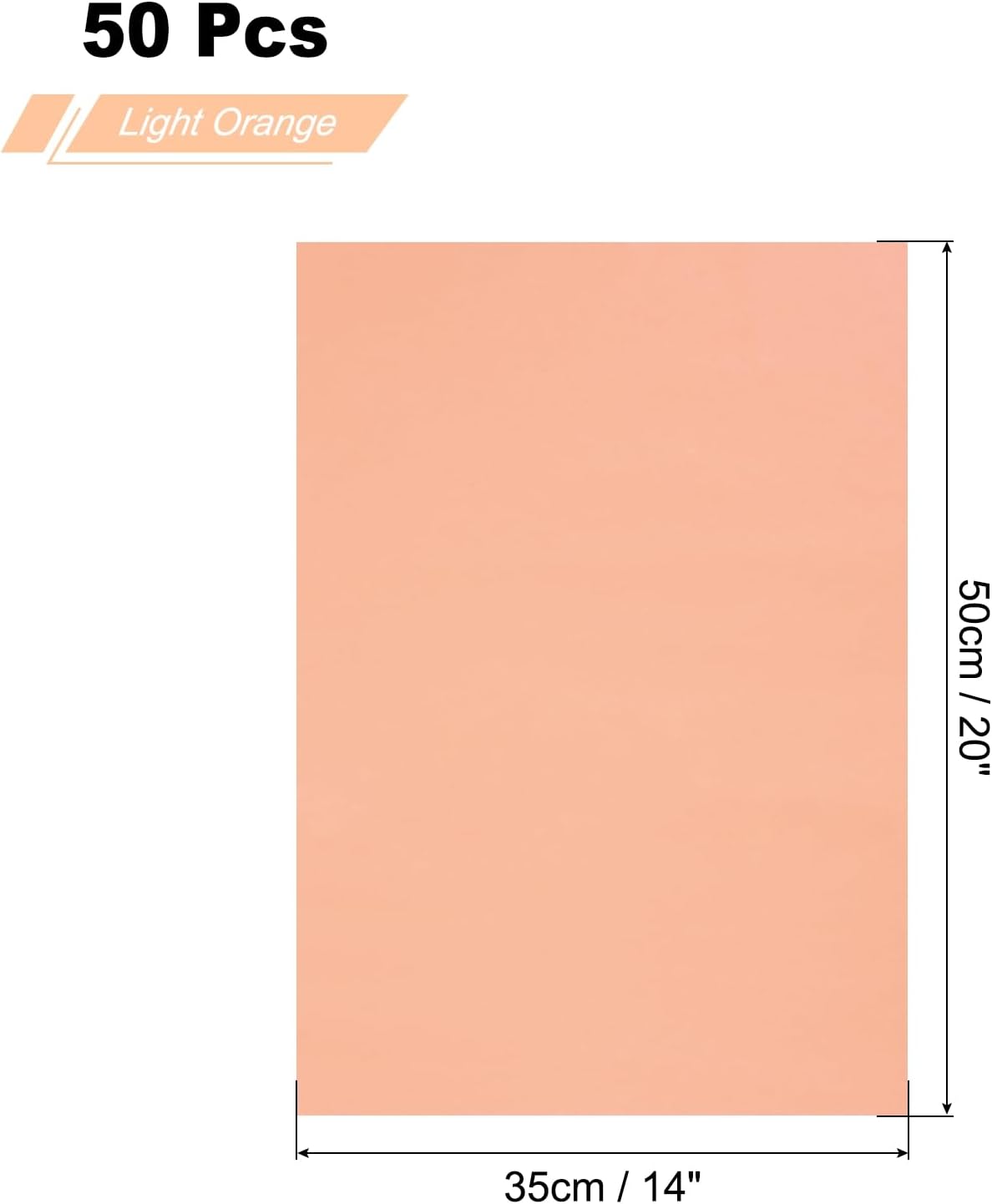 50 Sheets Tissue Paper 14" x 20", Tissue Paper for Gift Bags Tissue Paper Light Orange for Gift Wrapping, Arts & Crafts, Packing