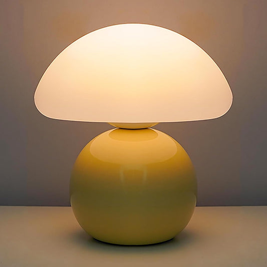 Cute Small Mushroom Lamp, PE Lampshade, Ceramic Base, Adjustable Light Color and Brightness with Power-Off Memory, Safe USB Powered, LED Mushroom Light for Bedroom Living Room (Yellow)