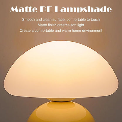 Cute Small Mushroom Lamp, PE Lampshade, Ceramic Base, Adjustable Light Color and Brightness with Power-Off Memory, Safe USB Powered, LED Mushroom Light for Bedroom Living Room (Yellow)