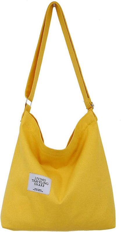 Women's Retro Large Size Canvas Shoulder Bag Hobo Crossbody Handbag Casual Tote