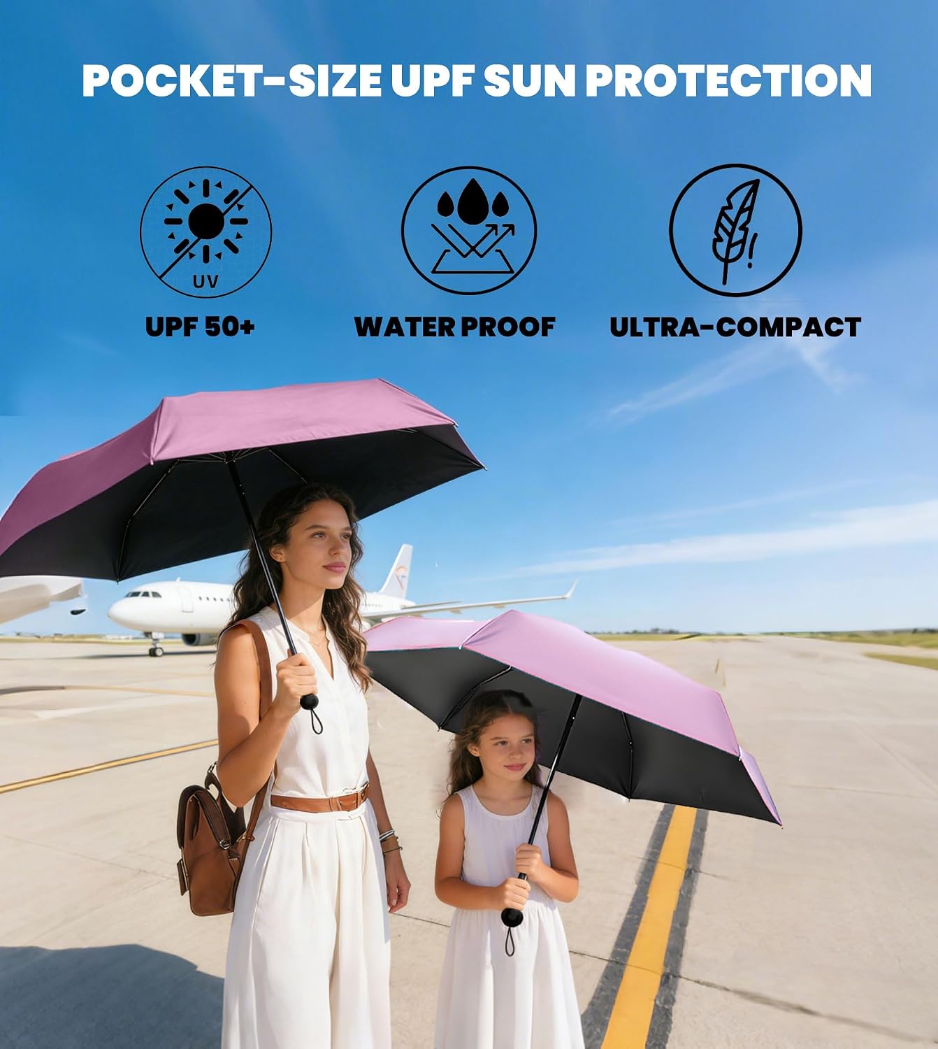 Travel Essentials Mini/Compact Umbrella for Purse | Small Lightweight, UV Sun Protection, Tiny Umbrella for Men and Women