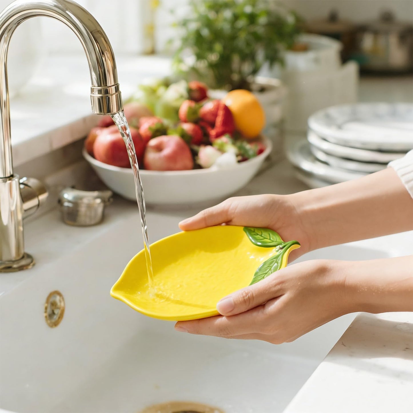2 PCS Spoon Rests, Ceramic Spoon Rest, Cute Lemon Shaped Spoon Rests, Utensil Rest Spoon Rest Stove Top, Kitchen Cooking Spoon Holder for Counter Ladle Utensil Spatula Tong Rest - Set of 2