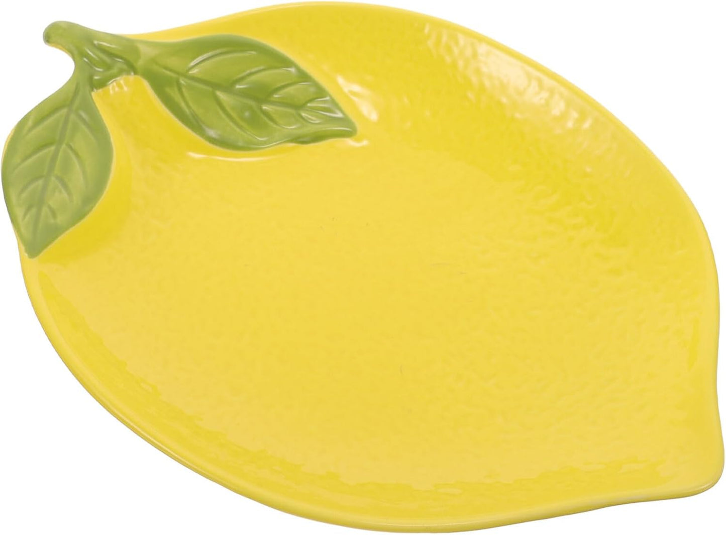 Lemon Shaped Ceramic Serving Dish, 9.84-Inch Yellow Fruit Bowl, Salad Plate, Dessert Tray Lemon Shape Salad Dishfor Kitchen Use