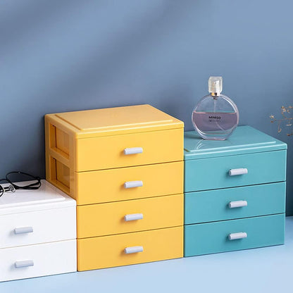 Desktop Organizer with 2 Drawers, Stackable Desk Storage Box for Office Supplies, Home Collection, Makeup Organization, Cosmetic, Bathroom, Sundries Storage Dorm School (Yellow)