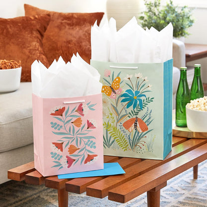 Spring Gift Bags, 8-Pack (Florals, Lemons, Butterflies)