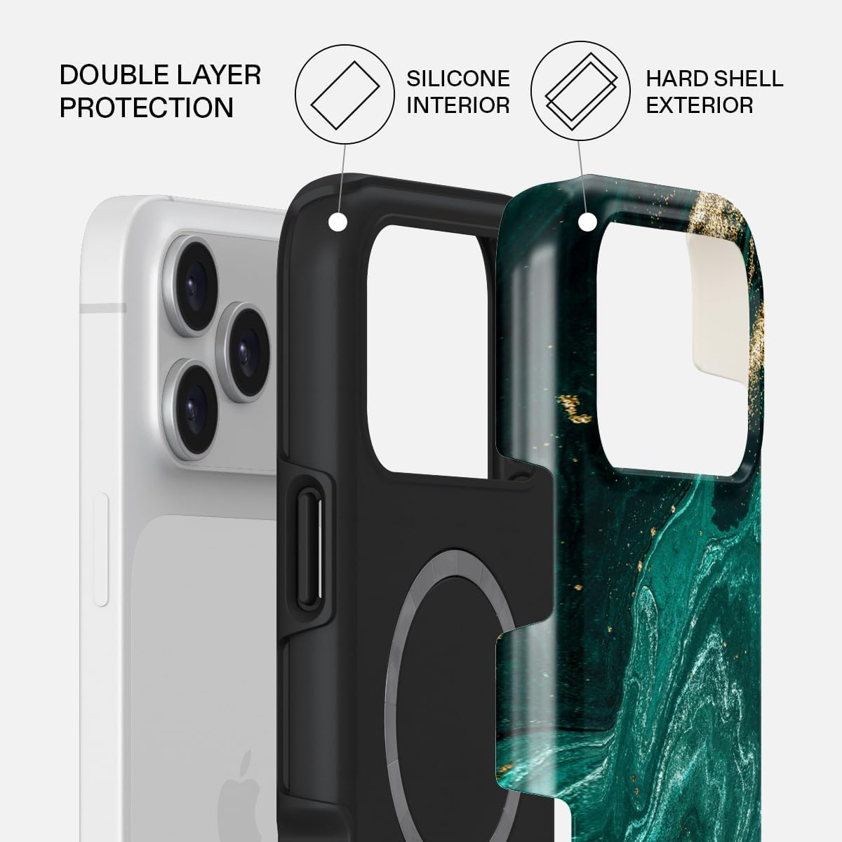 Unisex Phone Case for iPhone 14 Pro Max – Dual-Layer Hybrid Design with Shock-Absorbing TPU & Durable Exterior, Scratch-Resistant Finish and Raised Bezel Edge for Screen Protection & Daily Use