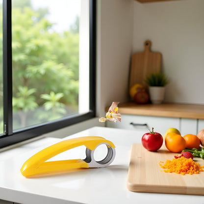 Yellow Food Manual Slicer, Stainless Steel Food Slicer, Banana Strawberry Cucumber Carrot Egg Vegetable Fruit Multifunctional Slicer, Handheld Portable Small Food Slicer Mandolines and Slicers