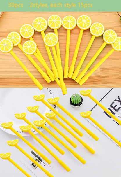 30pcs Lemon Pens Cute Gel Ink Pens 0.5mm Black Ink Novelty Pens for Women Coworkers Office Home Wedding Bridal Shower Gifts Supplies (Cute Lemon 30pcs)