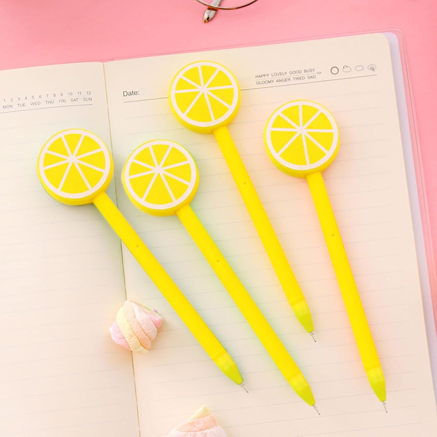 30pcs Lemon Pens Cute Gel Ink Pens 0.5mm Black Ink Novelty Pens for Women Coworkers Office Home Wedding Bridal Shower Gifts Supplies (Cute Lemon 30pcs)