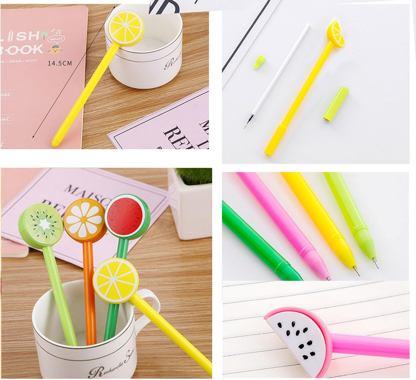 30pcs Lemon Pens Cute Gel Ink Pens 0.5mm Black Ink Novelty Pens for Women Coworkers Office Home Wedding Bridal Shower Gifts Supplies (Cute Lemon 30pcs)