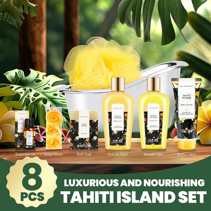 Spa Gift Baskets for Women - 8pcs Yellow Gifts for Women, Womens Self Care Kit Includes Body Lotion, Bubble Bath, Bath Sets, Christmas Gifts for Mom